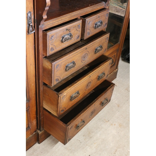 568 - Edwardian Knock Down 7 Section Wardrobe with  Ornate Carving ample Drawer and Cupboard Space and Shi... 