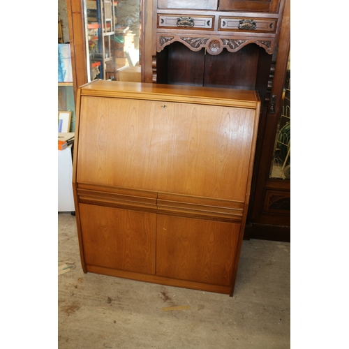 569 - Mid Century Teak Remploy Bureau with Ample Storage and Usable Areas plus Twin Drawers - 112cm Tall