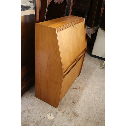 569 - Mid Century Teak Remploy Bureau with Ample Storage and Usable Areas plus Twin Drawers - 112cm Tall