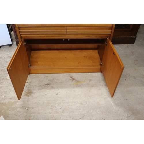 569 - Mid Century Teak Remploy Bureau with Ample Storage and Usable Areas plus Twin Drawers - 112cm Tall