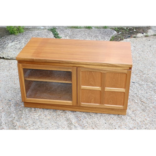 573 - Very Nice Condition Nathan Teak Glass Fronted Cabinet with Storage Cupboard and Cassette Holder Slid... 