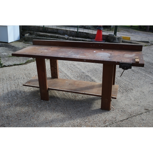 8 - Vintage Woodworking Bench with Shelf and Whitmore Vice - 198 x 69 x 93cm