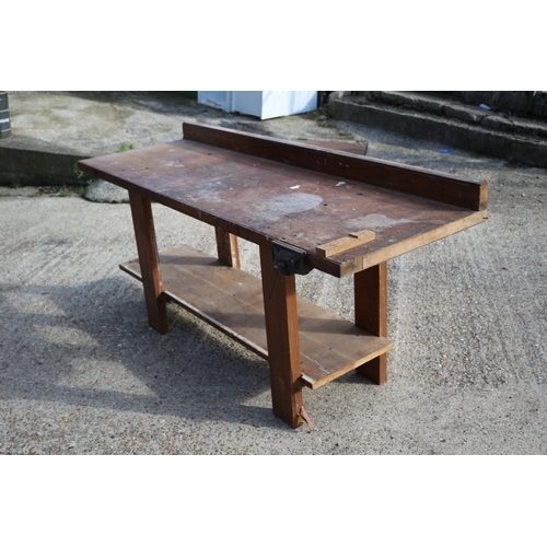 8 - Vintage Woodworking Bench with Shelf and Whitmore Vice - 198 x 69 x 93cm