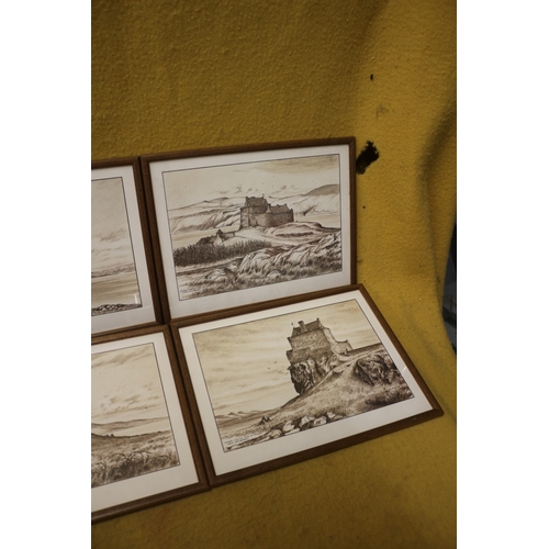 49 - 4 x Prints of Castles - 34 x 27cm