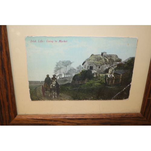 452 - 3 x Vintage Irish Life Scenes Postcards in a Frame - 50 x 29cm