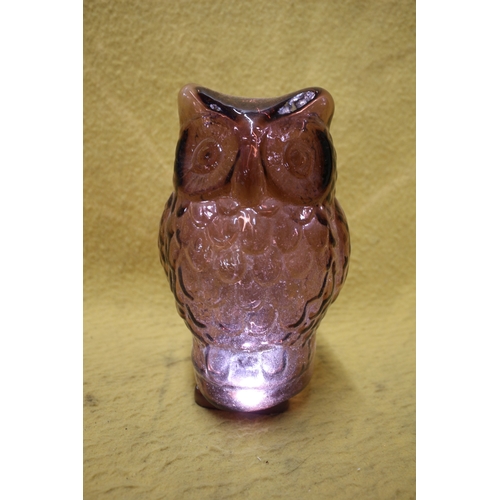 466 - Unusual Glass Owl Light Shade - 21cm Tall