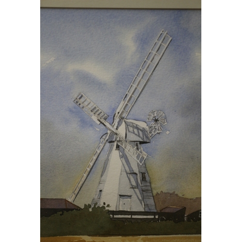 475 - Signed, Ian Laker Watercolour of a Windmill - 2H