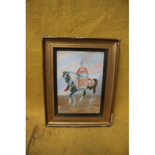 483 - Old Print of a The Life Guardsman on Horseback - Original by C. C. Stadden - 49 x 38cm