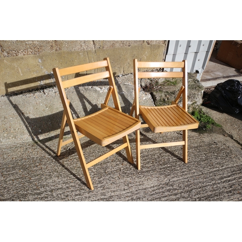 498 - 2 x Solid Wood Folding Chairs