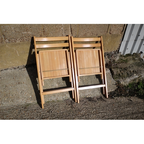 498 - 2 x Solid Wood Folding Chairs