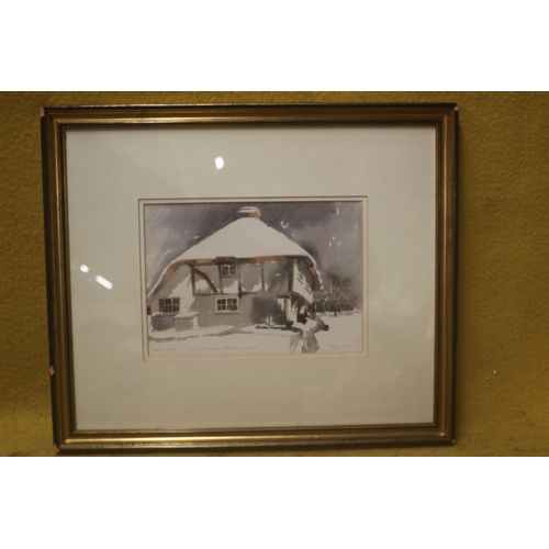 517 - Print - The Old Thatched Cottage - Signed - 53 x 44cm