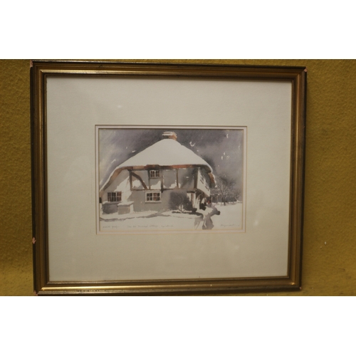 517 - Print - The Old Thatched Cottage - Signed - 53 x 44cm