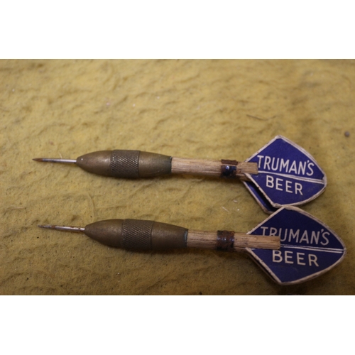 609 - Vintage Truman's Beer Set of Brass and Wood Darts