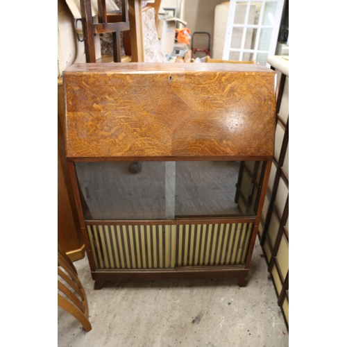 610 - Vintage Bureau With Glass Sliding Doors