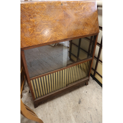 610 - Vintage Bureau With Glass Sliding Doors