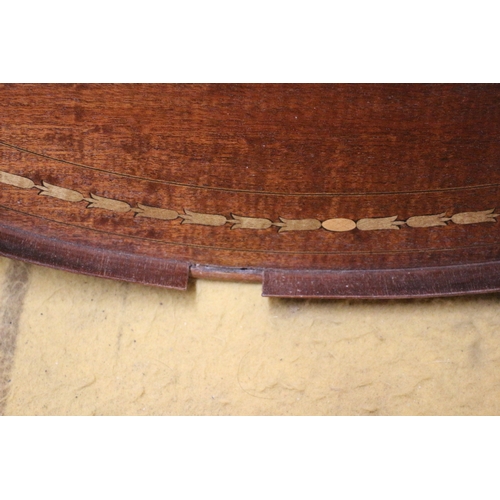 620 - Large Inlaid Wooden Tray 68cm with Handles