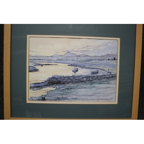 651 - Signed Watercolour of Boats on a River - 41 x 34cm