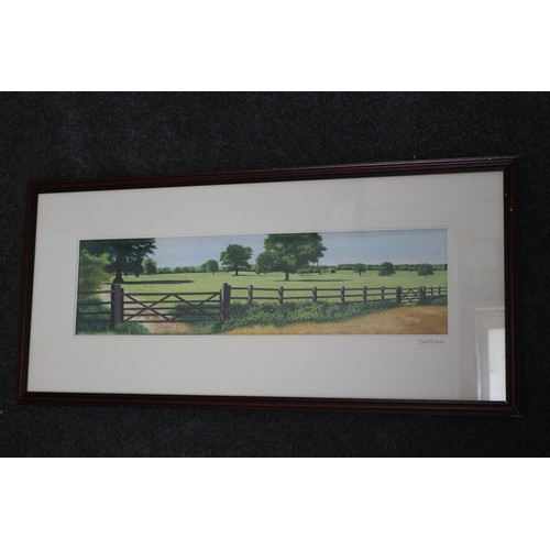 749 - David England 'Field & Fence' , 71 x 33 cm