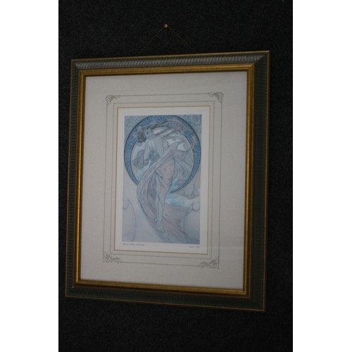 757 - Print of a Lady 'Dance 1898' by Alphonso Mucha 1860-1939, 40 x 47 cm