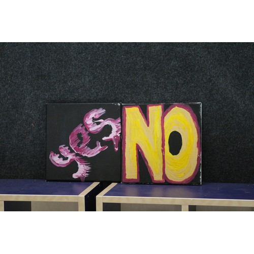 760 - Oil On Canvas 'Yes' 'No', 20 x 20 cm