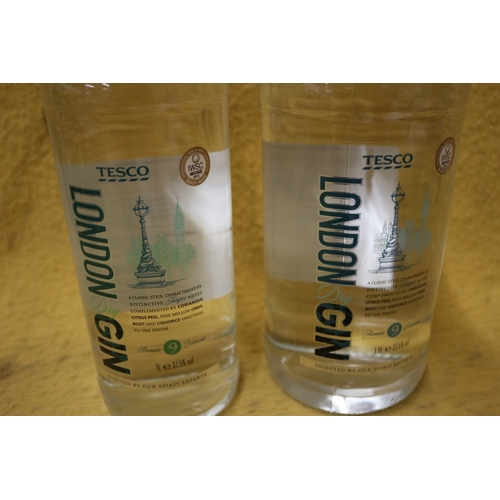 104 - 2 x Bottles of Tesco London Gin - 1 x 1.5Ltr and 1 x 1Ltr