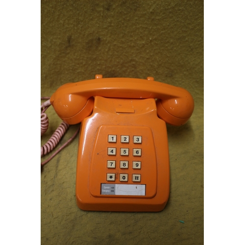 118 - Vintage Push Button Desk Telephone in Orange