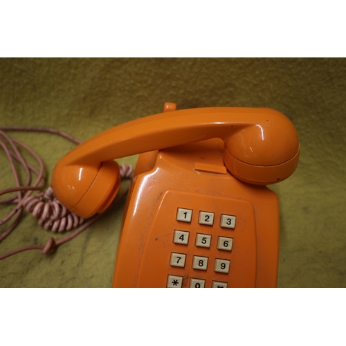 118 - Vintage Push Button Desk Telephone in Orange