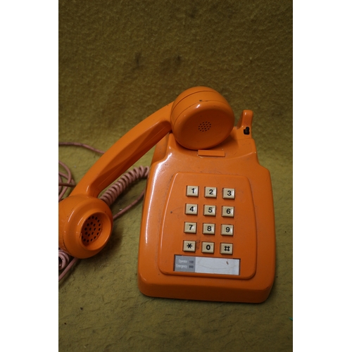 118 - Vintage Push Button Desk Telephone in Orange