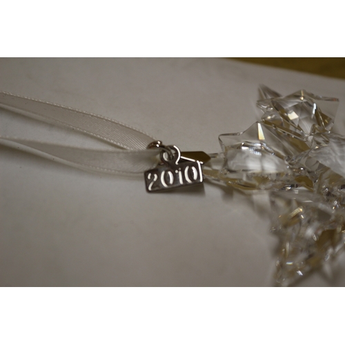 127 - Swarovski 2010 Glass Snowflake - 8cm Tall - with Original Ribbon and Date Tag