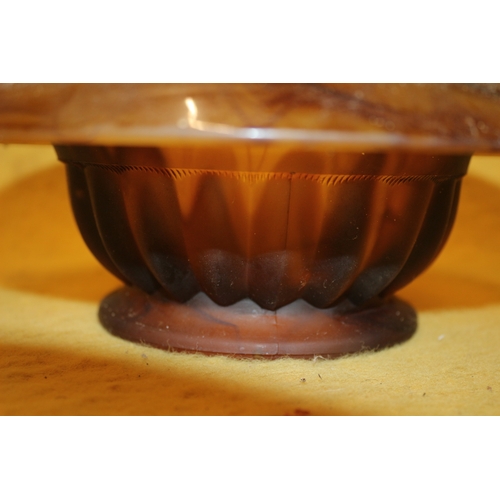 131 - Marbled Glass in Brown Bowl - 24cm Wide - Art Deco?