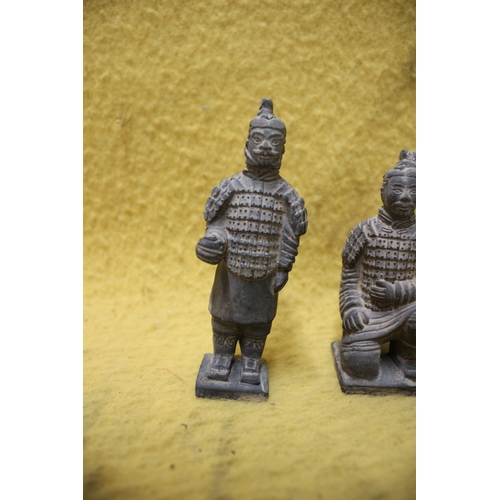 136 - 3 x Terracotta Soldier Figures - 12cm Tallest