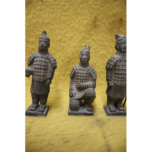 136 - 3 x Terracotta Soldier Figures - 12cm Tallest