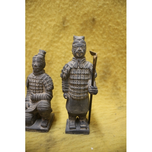 136 - 3 x Terracotta Soldier Figures - 12cm Tallest