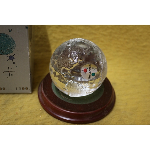 17 - French Boutique Crystal D'Arques Millennium Globe on Stand with Box