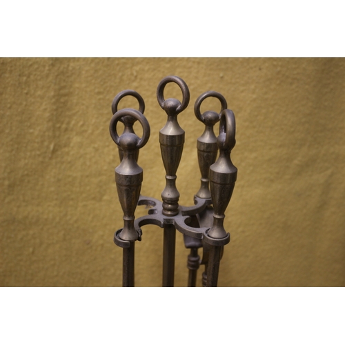 19 - Brass Fireside Set - 68cm Tall