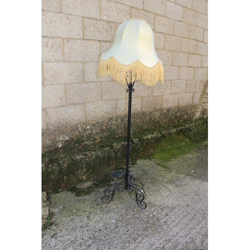 28 - Iron Floor Lamp - Fully Working - With Shade and Curled Legs - 160cm to Top of Shade