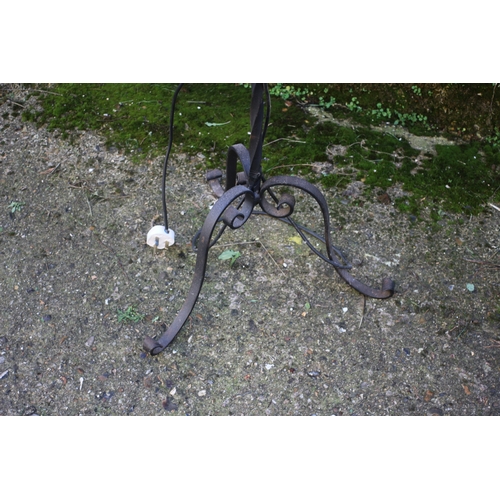 29 - Iron Floor Lamp - Fully Working - With Shade and Twisted Shaft - 174cm to Top of Shade