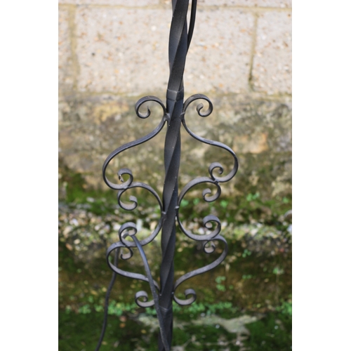 29 - Iron Floor Lamp - Fully Working - With Shade and Twisted Shaft - 174cm to Top of Shade