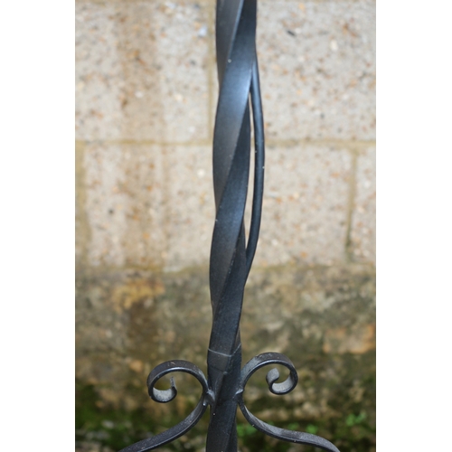 29 - Iron Floor Lamp - Fully Working - With Shade and Twisted Shaft - 174cm to Top of Shade