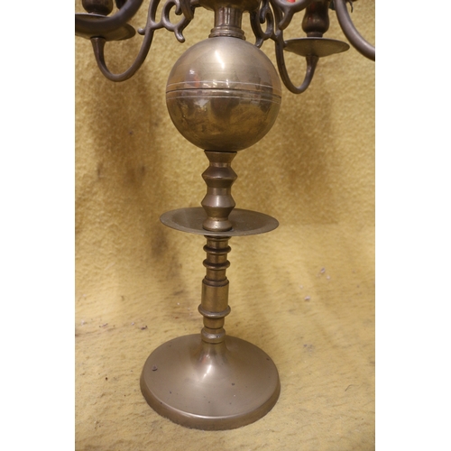 3 - Brass 4 Arm Candle Holder plus 2 x Candlesticks in Brass