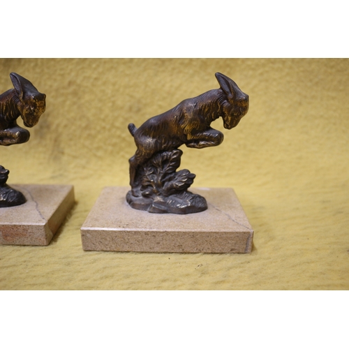 79 - 2 x Jumping Goat Figures on Marble Base - 20cm Tall