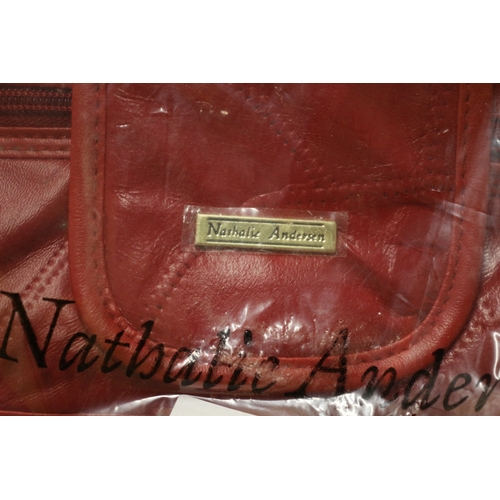 89 - Red Leather Bag, New, Nathalie Anderson - 35 x 25cm Plus Note Wallet