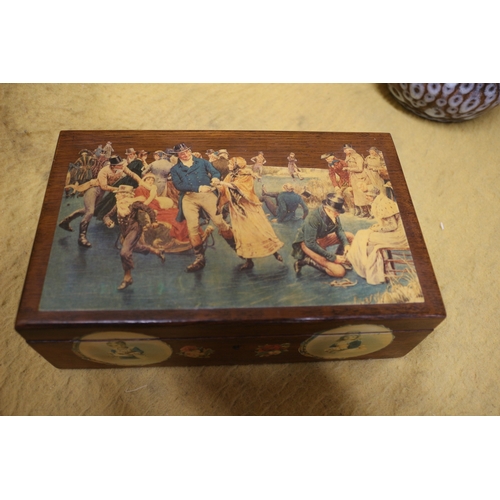 96 - Decoupage Covered Wooden Box - 7 x 23 x 24cm