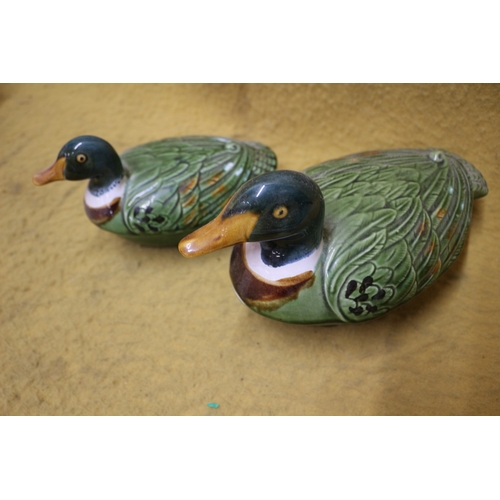 98 - 2 x Michel Caugant Pate Dishes in the Design of Ducks - Largest 20cm x 13cm