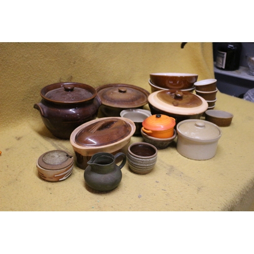 143 - Large Quantity of Vintage Casserole Pots and Other Dishes, Several with Treacle Glaze