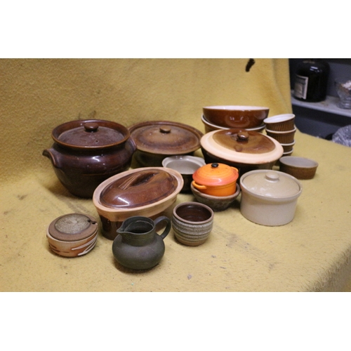 143 - Large Quantity of Vintage Casserole Pots and Other Dishes, Several with Treacle Glaze