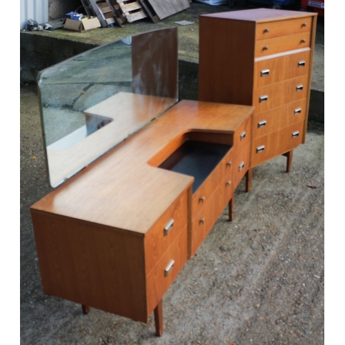 157 - Mid Century Dressing Table with Mirror plus Set of Drawers by Limelight