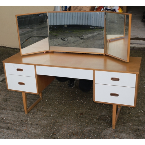 158 - Mid Century Dressing Table with Triple Mirror