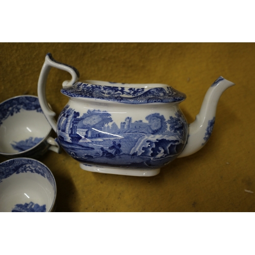 170 - Copeland Spodes Italian Design Collection of Cups, Milk Jug, Sugar Bowl and Teapot, (no lid)