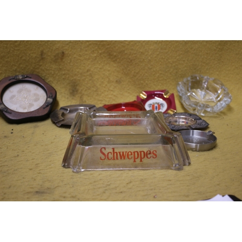 185 - Collection of Ashtrays Made from Mixed Materials including Large Schweppes Example